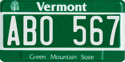 VT license plate ABO567