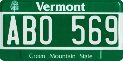 VT license plate ABO569