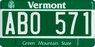 VT license plate ABO571