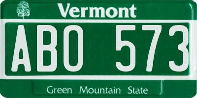 VT license plate ABO573