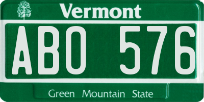 VT license plate ABO576