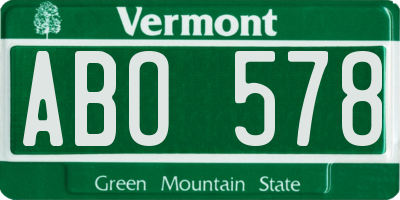 VT license plate ABO578