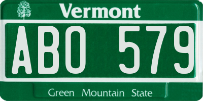 VT license plate ABO579