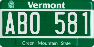 VT license plate ABO581