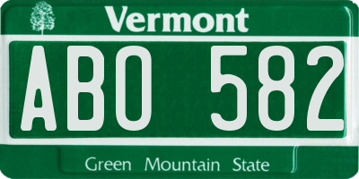 VT license plate ABO582