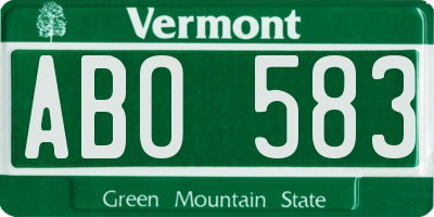 VT license plate ABO583