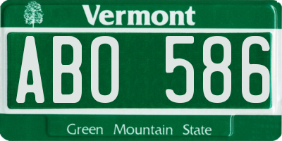 VT license plate ABO586