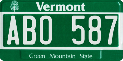 VT license plate ABO587