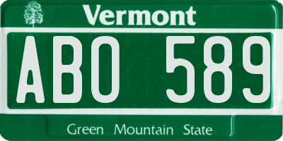 VT license plate ABO589