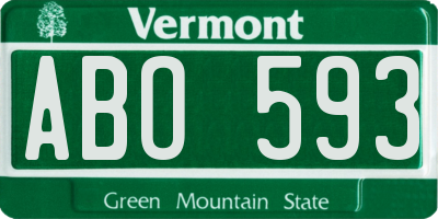 VT license plate ABO593