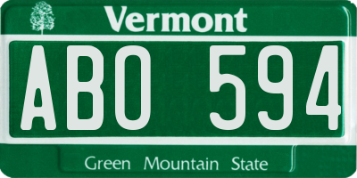 VT license plate ABO594