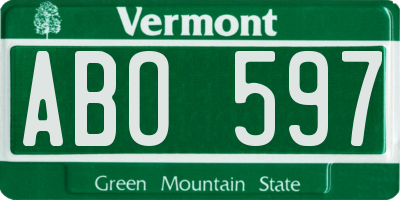 VT license plate ABO597