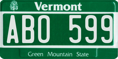 VT license plate ABO599