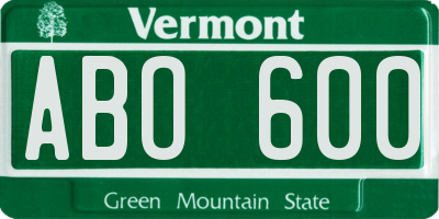 VT license plate ABO600