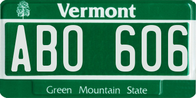 VT license plate ABO606