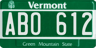 VT license plate ABO612