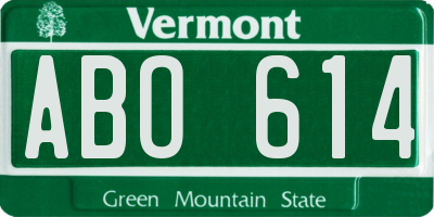 VT license plate ABO614