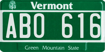 VT license plate ABO616