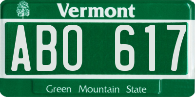 VT license plate ABO617