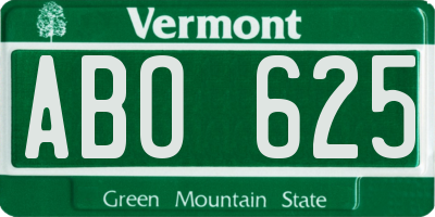 VT license plate ABO625