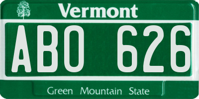 VT license plate ABO626