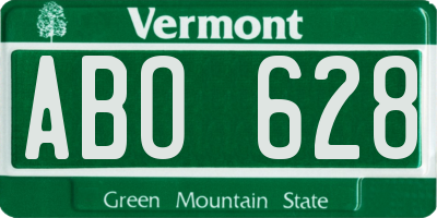 VT license plate ABO628