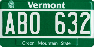 VT license plate ABO632