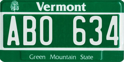 VT license plate ABO634