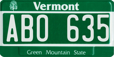 VT license plate ABO635