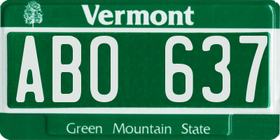 VT license plate ABO637