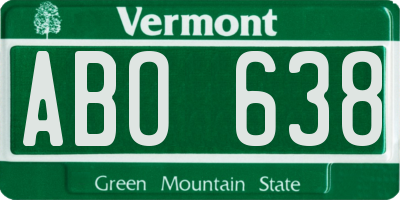 VT license plate ABO638