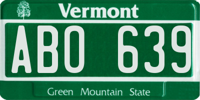 VT license plate ABO639