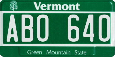 VT license plate ABO640