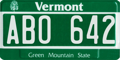 VT license plate ABO642