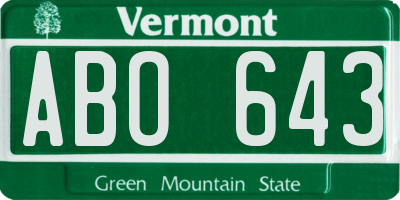 VT license plate ABO643