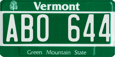 VT license plate ABO644