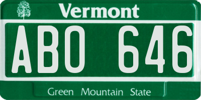 VT license plate ABO646