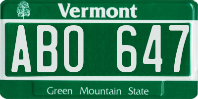 VT license plate ABO647