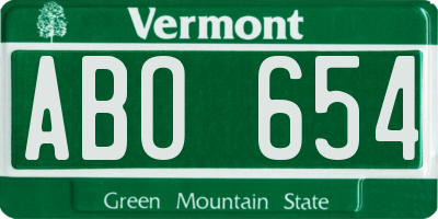 VT license plate ABO654