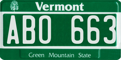 VT license plate ABO663