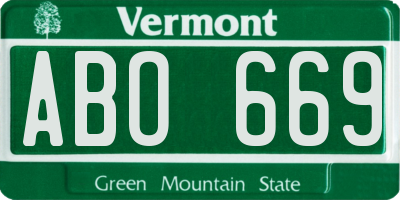 VT license plate ABO669