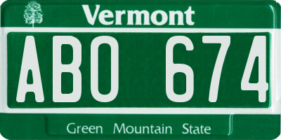 VT license plate ABO674