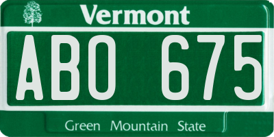 VT license plate ABO675