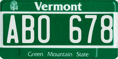 VT license plate ABO678