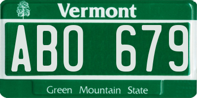 VT license plate ABO679