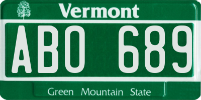 VT license plate ABO689