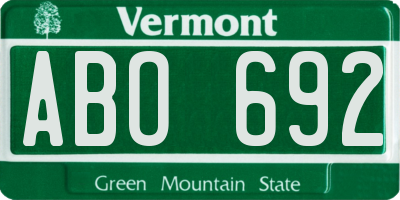 VT license plate ABO692