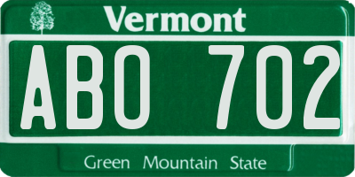 VT license plate ABO702