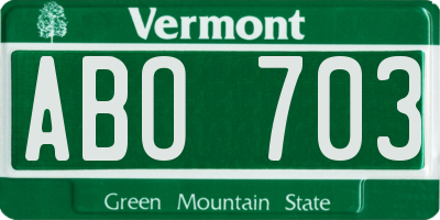 VT license plate ABO703
