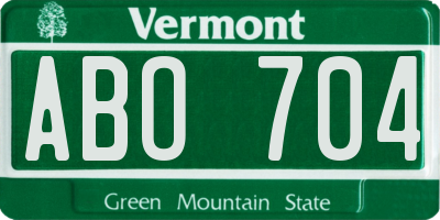 VT license plate ABO704